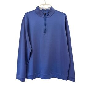 Magaschoni Mens 1/4 Zip Pullover‎ Striped Blue Casual Top Golf Shirt